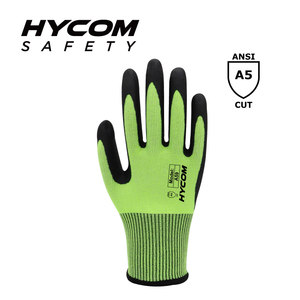 HYCOM 13G ANSI 5 Cut Resistant Glove with Foam Nitrile Coating Filament A5 with Good Hand Touch PPE Gloves
