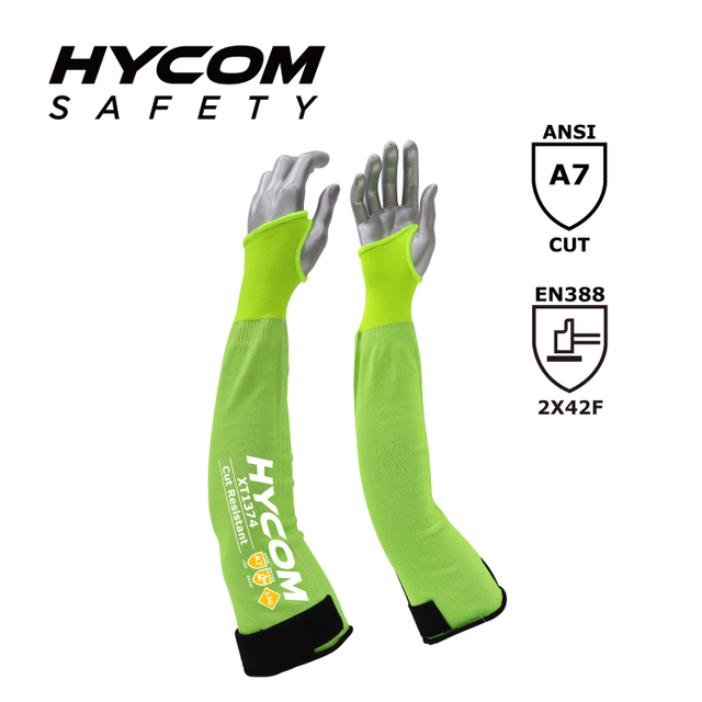 HYCOM 13G ANSI 7 Cut Resistant Arm Sleeves with Thumb Holes High Cut Arm Protection