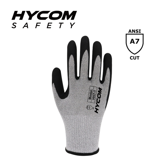 HYCOM 13G ANSI 7 Cut Resistant Glove with Foam Nitrille Coating High Performance Work Glove