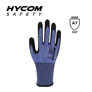 HYCOM 18G ANSI 7 Cut Resistant Glove Coated with Foam Nitrile Thumb Reinforcement PPE Gloves for Work