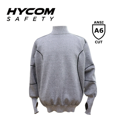 HYCOM ANSI 6 Grey Cut Resistant Clothing with Thumb Hole Palm Protection PPE Clothing