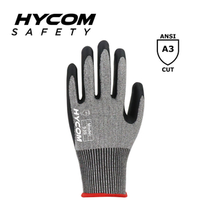 HYCOM 15G ANSI 3 Cut Resistant Glove with Foam Nitrile Coating Skin Friendly PPE Gloves