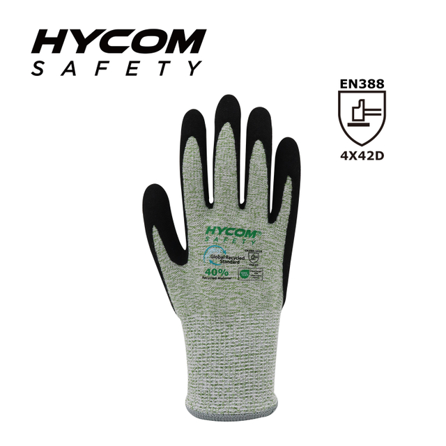 HYCOM 13G ANSI 4 Cut Resistant Glove with PU Coating Eco-friendly HPPE Glove 