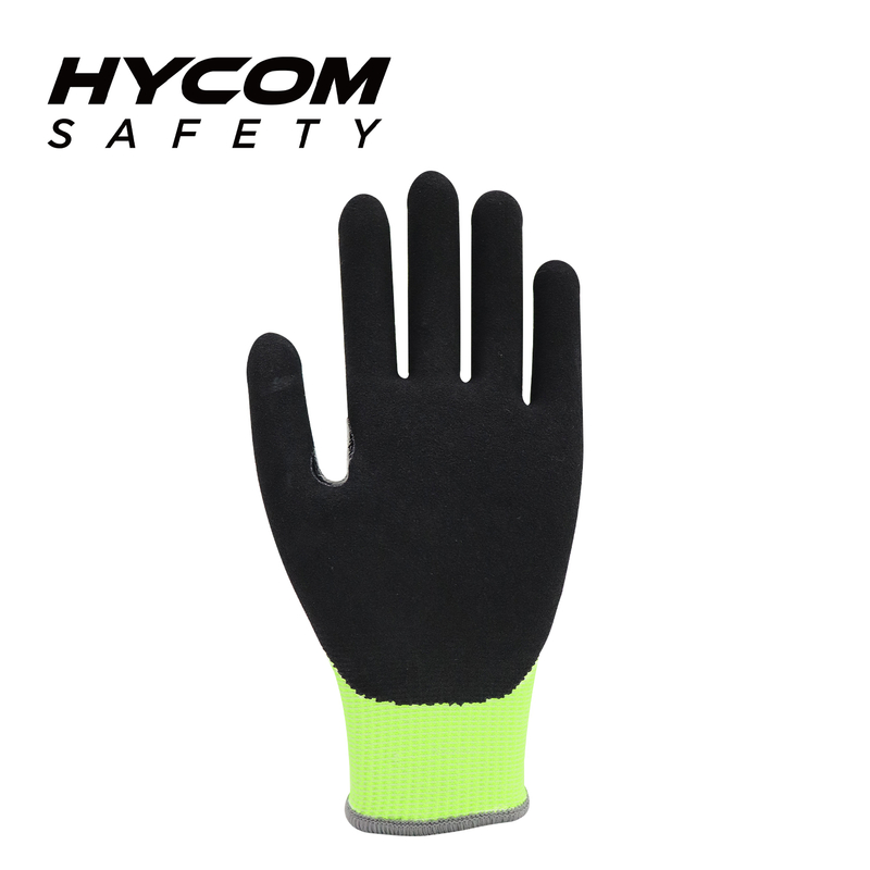 HYCOM 18G ANSI 4 Cut Resistant Glove Made of Diamond Yarn Safety Glove with Sandy Nitrile Coating