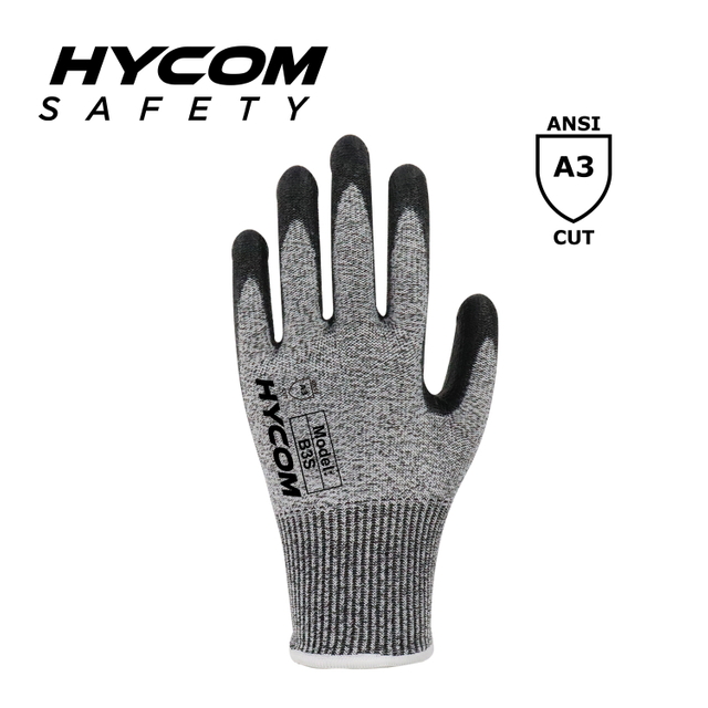 HYCOM Breath-cut 15G ANSI 3 Cut Resistant Glove with PU Coating Touch Screen Work Gloves