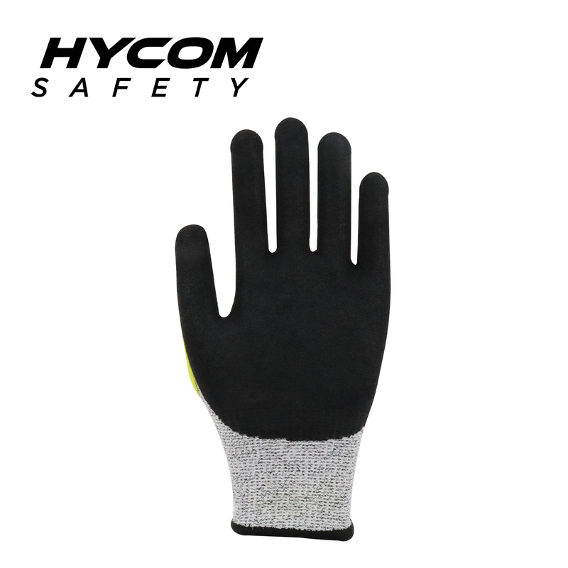 HYCOM Breath-cut TPR Anti-impact ANSI 3 Cut Resistant Glove Coated with Sandy Nitrile Work Gloves