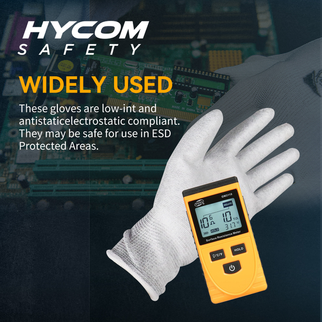 HYCOM 13G Polyester Spandex Glove with PU Coating Anti-static Function Work Glove