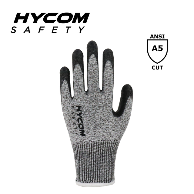 HYCOM Breath-cut 13G ANSI 5 Cut Resistant Glove with Palm Polyurethane Coating Breathable Hand Feeling PPE Work Gloves