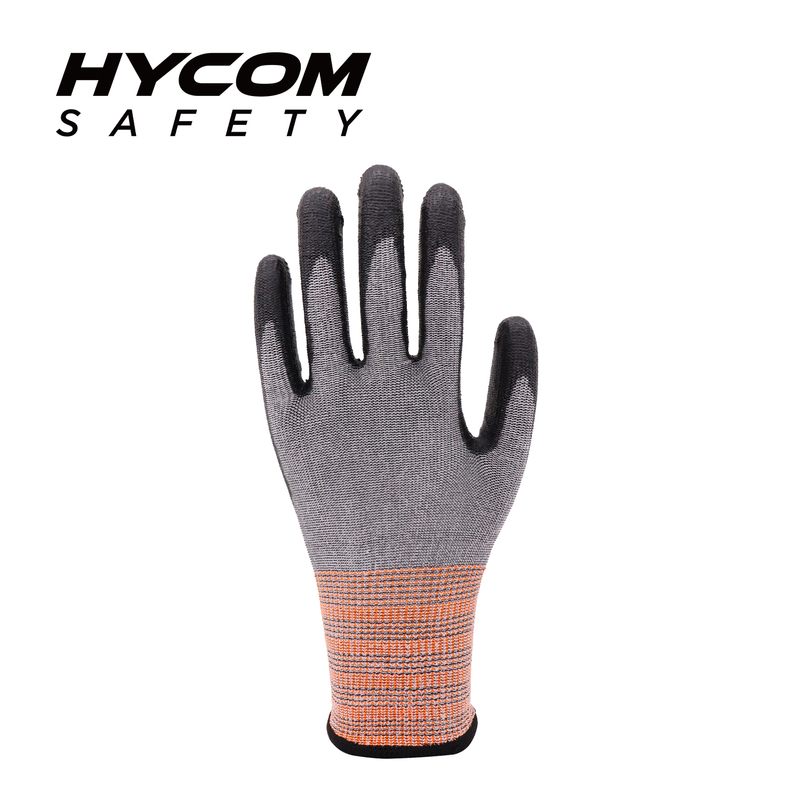 HYCOM Breathable 13G ANSI 4 Cut Resistant Glove Coated with PU Cool Feeling Work Gloves