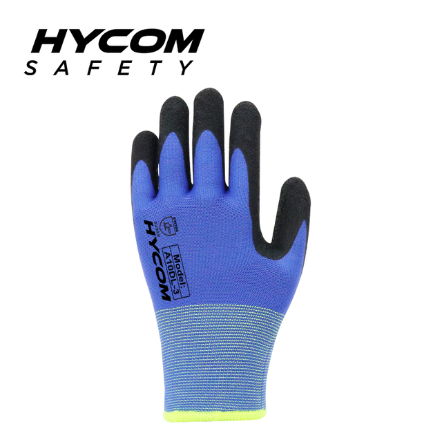 HYCOM Polyester/acrylic Fleece Thermal Glove with Palm Crinkle Latex Coating Super Grip Work Gloves