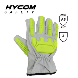 HYCOM ANSI 5 Goat Leather Anti-Collision TPR Gloves Cut Resistant Work Impact Gloves