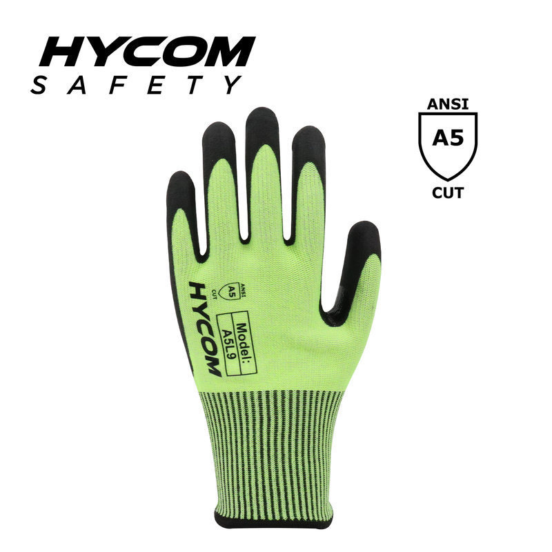 HYCOM 13G ANSI 5 Cut Resistant Glove with Palm Foam nitrile Coating PPE Gloves