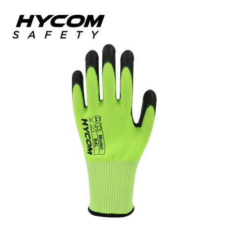 HYCOM Breath-cut 13G ANSI 4 Cut Resistant Glove with Palm Polyurethane Coating Breathable Hand Feeling PPE Work Gloves
