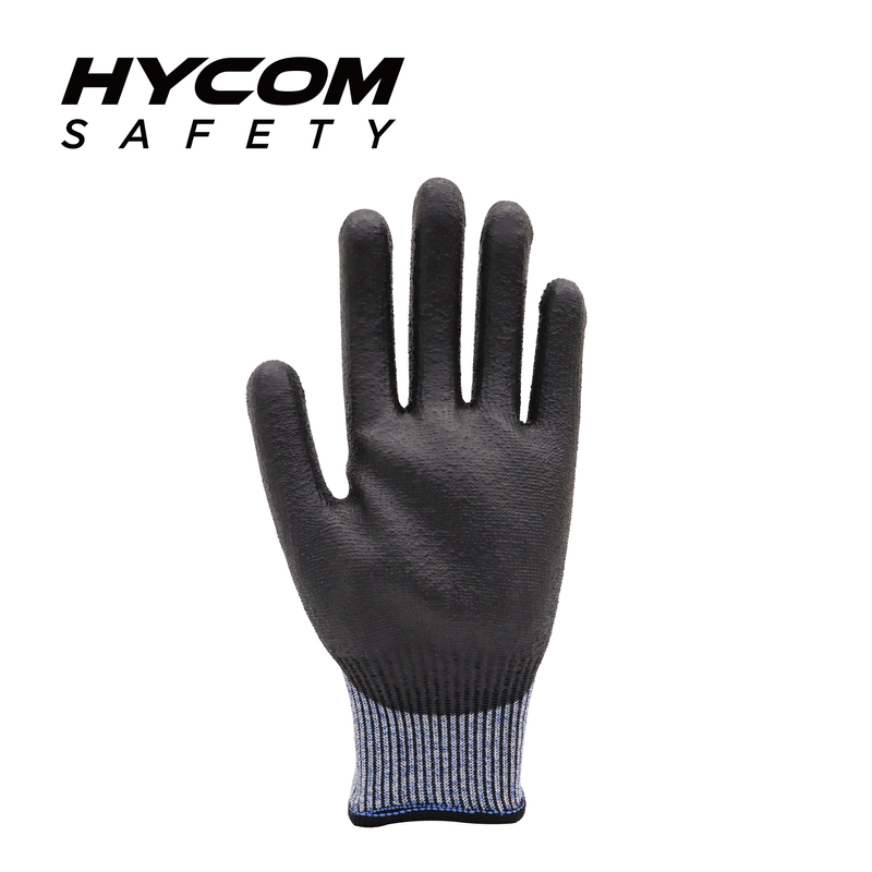 HYCOM Flexible 13G ANSI 4 GRS Cut Resistant Glove Coated with PU Environment Friendly Work Gloves