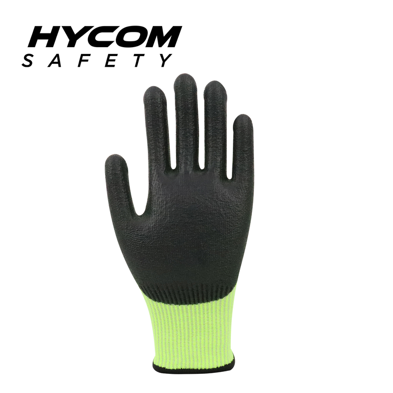 HYCOM Breath-cut 13G ANSI 4 Cut Resistant Glove with Palm Polyurethane Coating Breathable Hand Feeling PPE Work Gloves