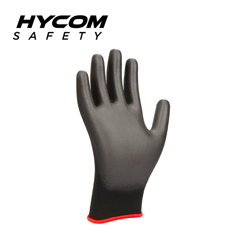 HYCOM 13G Polyester PU Coated Safety Glove with Palm Polyurethane Coating Cut Resistant Glove