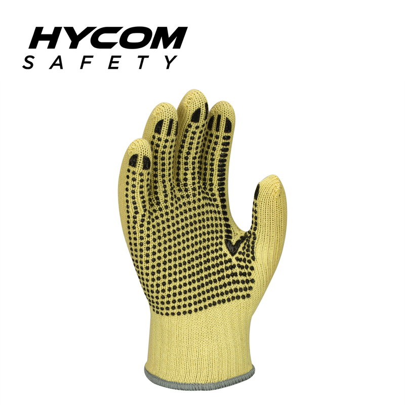 HYCOM 10G aramid flame retardant glove with ANSI 2 cut level palm PVC dotts work glove