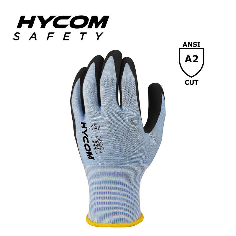 HYCOM 18G ANSI 2 Flexible Cut Resistant Glove with Palm Nitrile Coating Super Thiner Safety Gloves