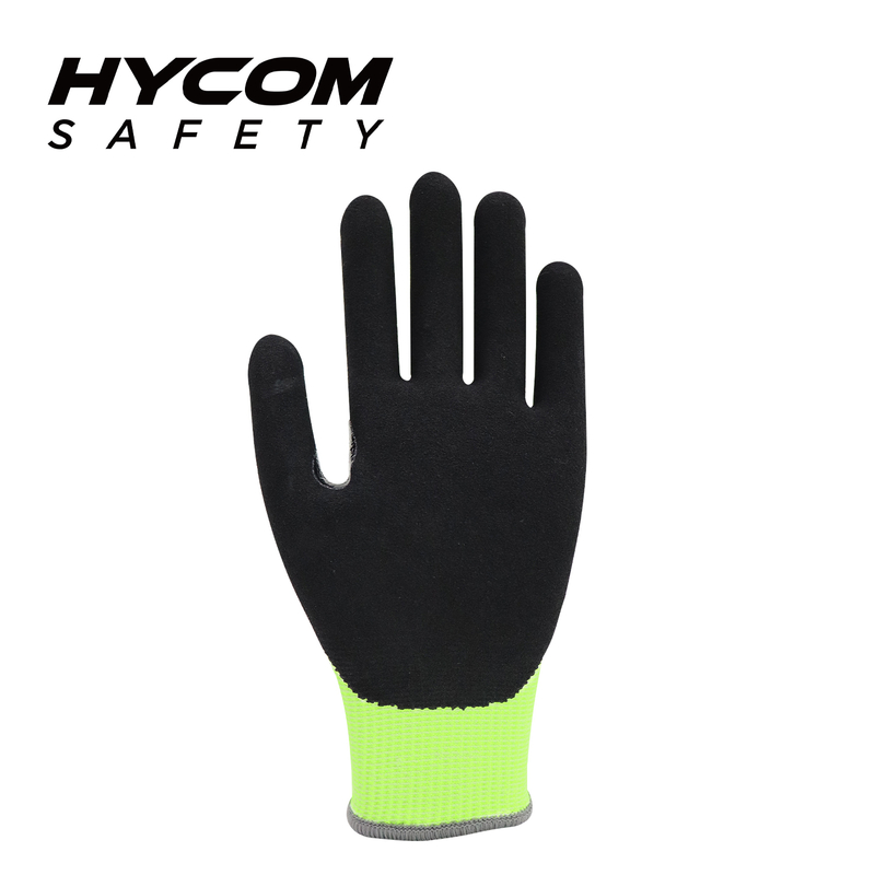 HYCOM 13G ANSI 4 No Steel No Glass Cut Resistant Glove with Foam Nitrile Coating Thumb Crotch Reinfored Working Gloves