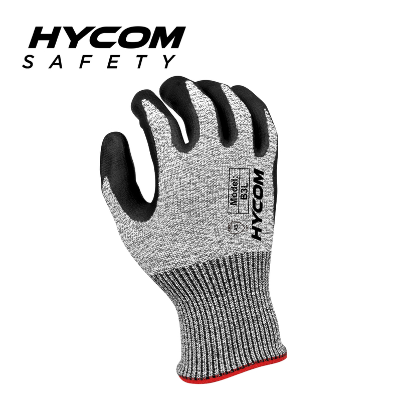 HYCOM Breath-cut 13G ANSI 3 Cut Resistant Glove with Palm Foam nitrile Coating Breathable Hand Feeling PPE Work Gloves