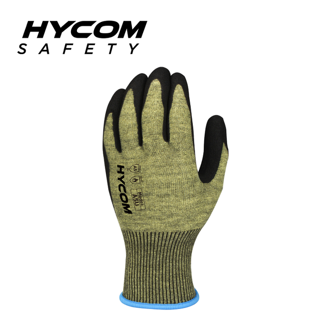 HYCOM 15G ANSI Cut 5 Heat Resistant Glove Coated with Foam Nitrile High Cut Aramid Glove