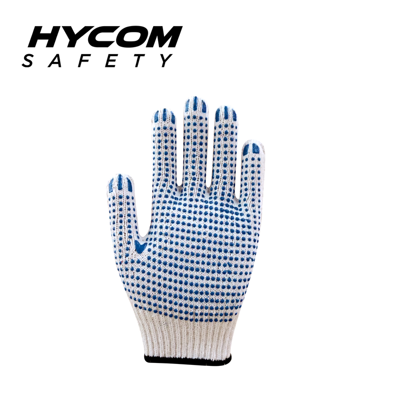 HYCOM Breathable Cotton Polyester Glove with PVC Dotted Coating Flexible Work Glove