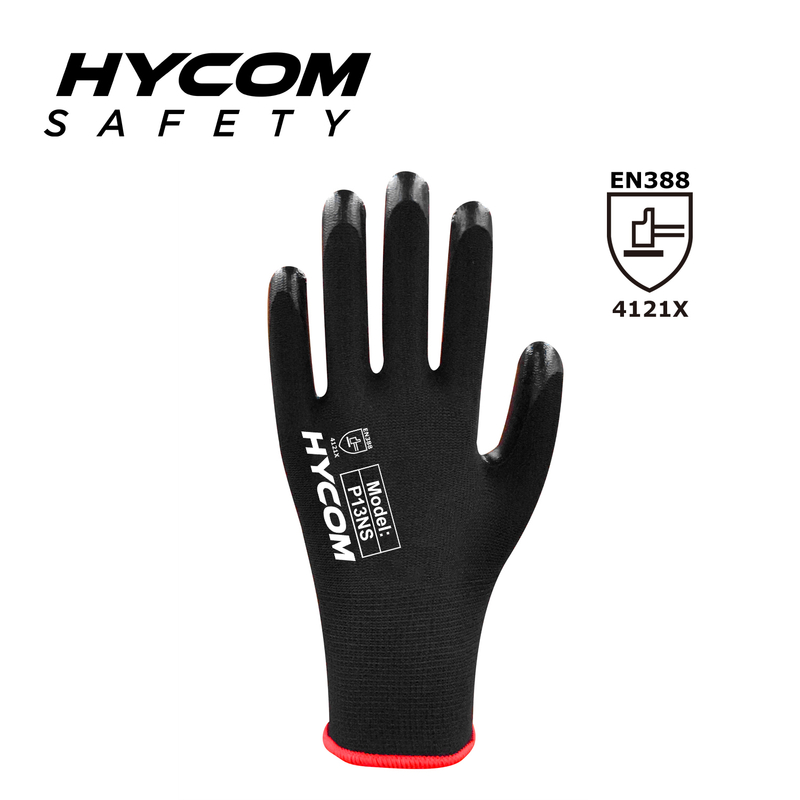 HYCOM 13G Polyester Work Glove with Palm Smooth Nitrile Coating