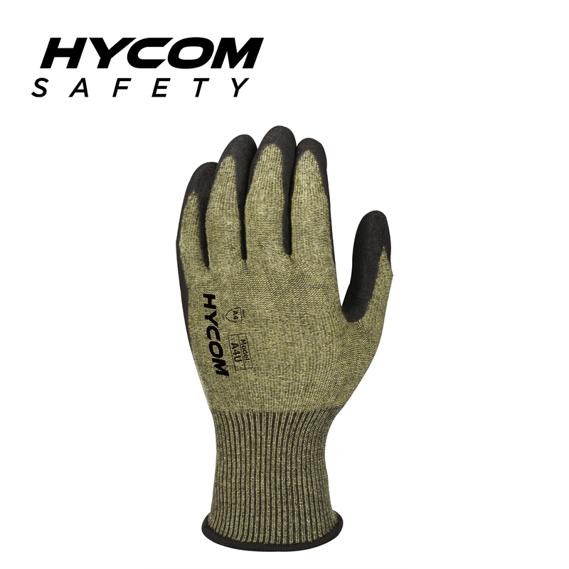 HYCOM 15G ANSI 4 Aramid Cut Resistant Glove Coated with Foam Nitrile Safety Work Gloves