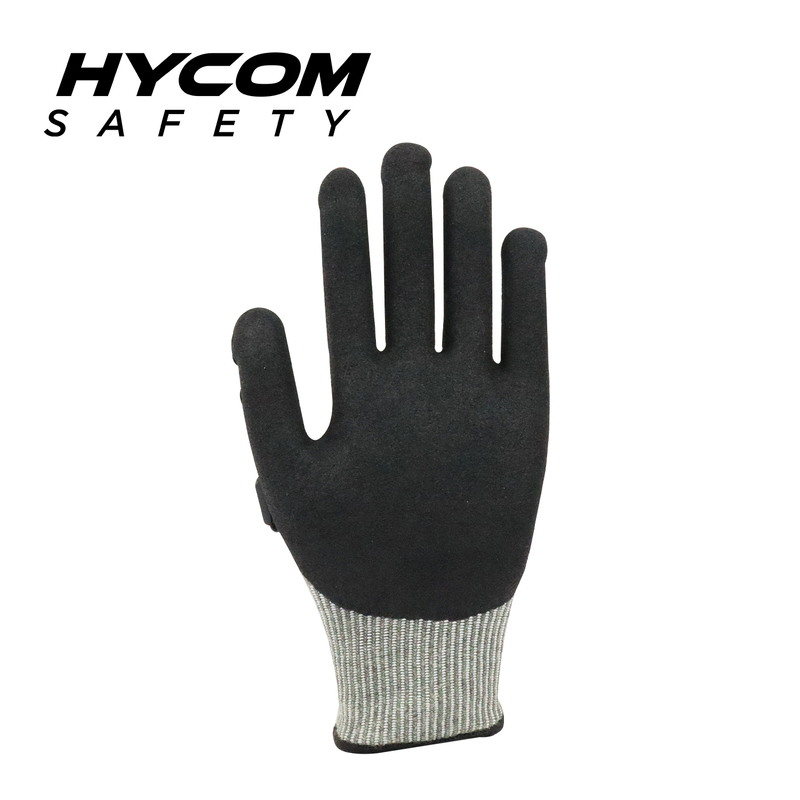 HYCOM 13G Breath-cut ANSI 9 Cut Resistant Glove with Sandy Nitrile and TPR Coating Aramid Work Gloves