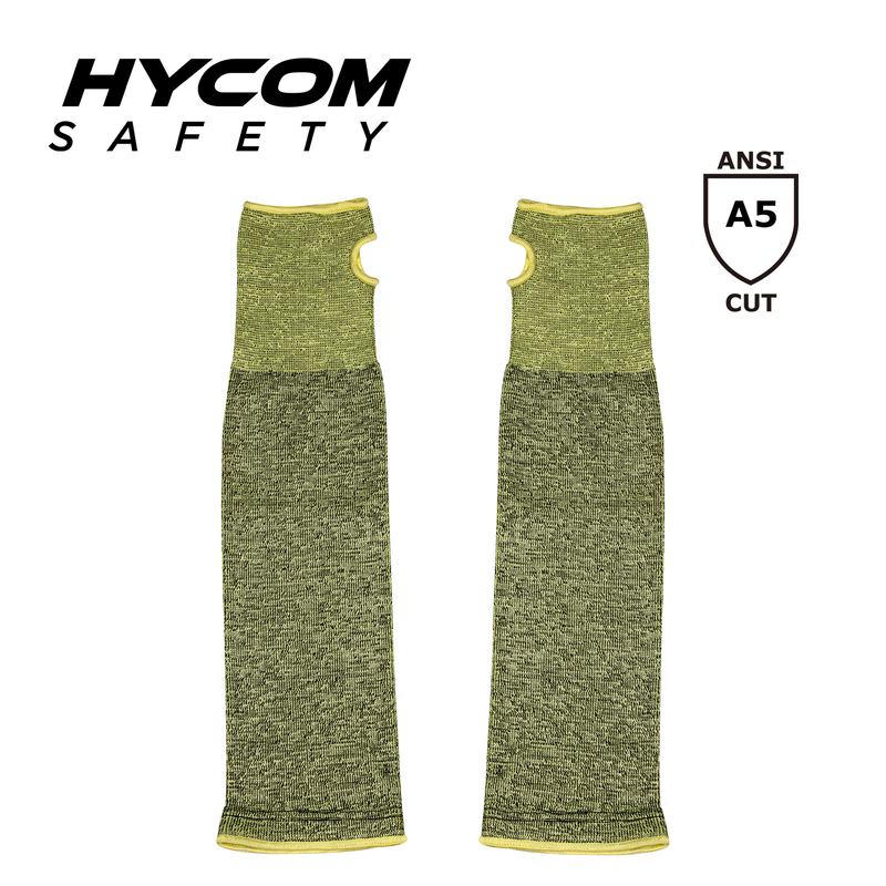 HYCOM Aramid 14 Cut Level 5 Industry Safety Cut Resistant Arm Sleeve with Thumb Slot 