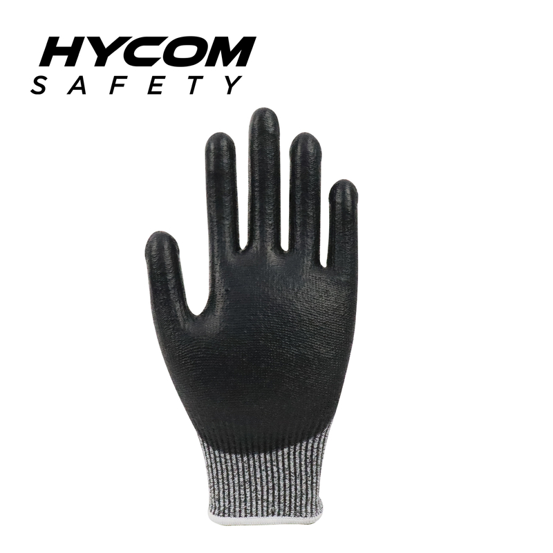 HYCOM Breath-cut 13G ANSI 5 Cut Resistant Glove with Palm Polyurethane Coating Breathable Hand Feeling PPE Work Gloves