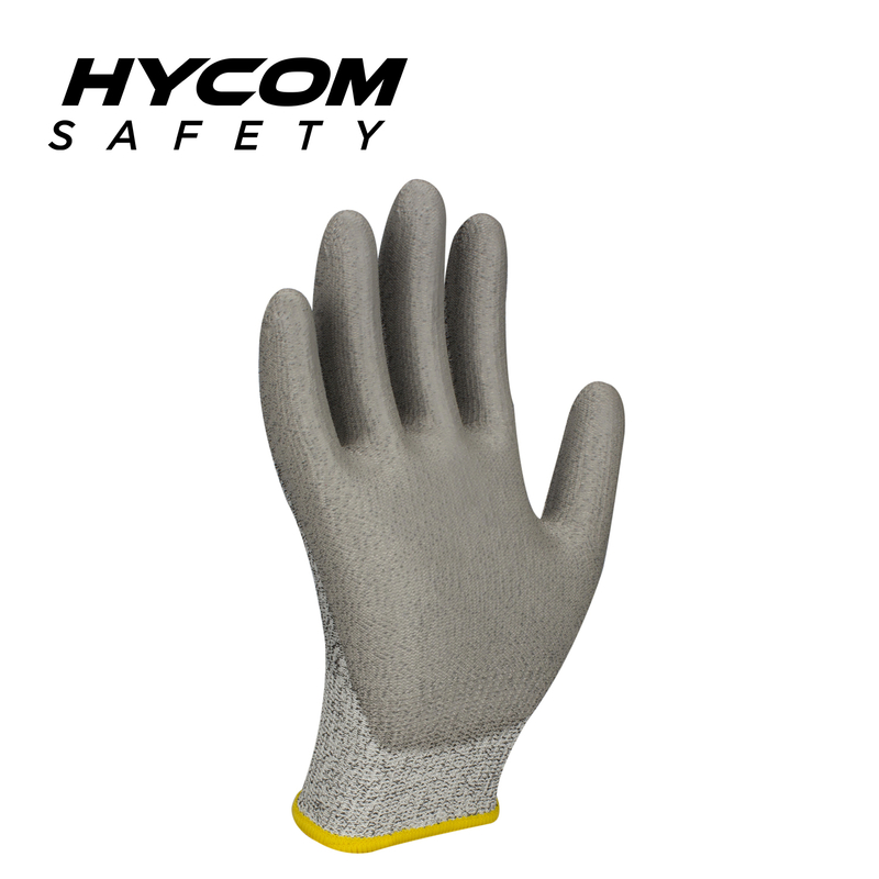 HYCOM 13G ANSI 2 Cut Resistant Glove Coated with Palm Polyurethane Work Safety PPE gloves