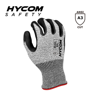 HYCOM Breath-cut 13G ANSI 3 Cut Resistant Glove with Palm Foam nitrile Coating Breathable Hand Feeling PPE Work Gloves
