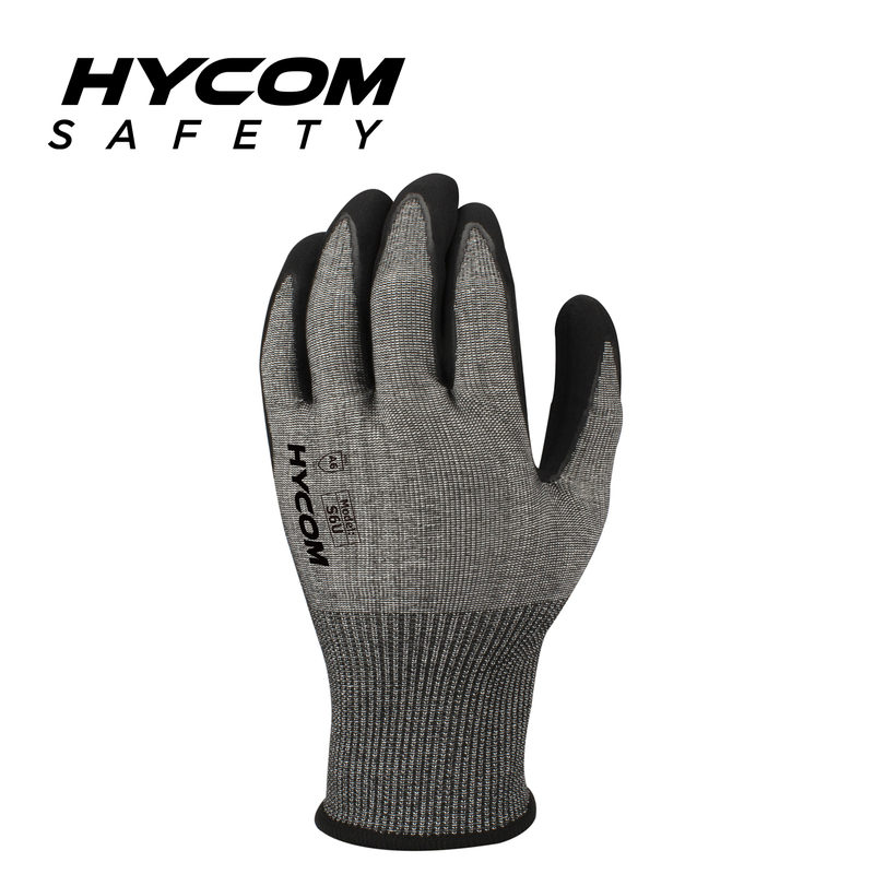 HYCOM 18G ANSI 6 Cut Resistant Glove with Palm Foam Nitrile Coating PPE Gloves