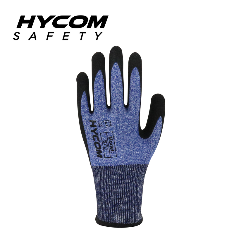 HYCOM 18G ANSI 7 Cut Resistant Glove with Palm Foam Nitrile Coating PPE Gloves