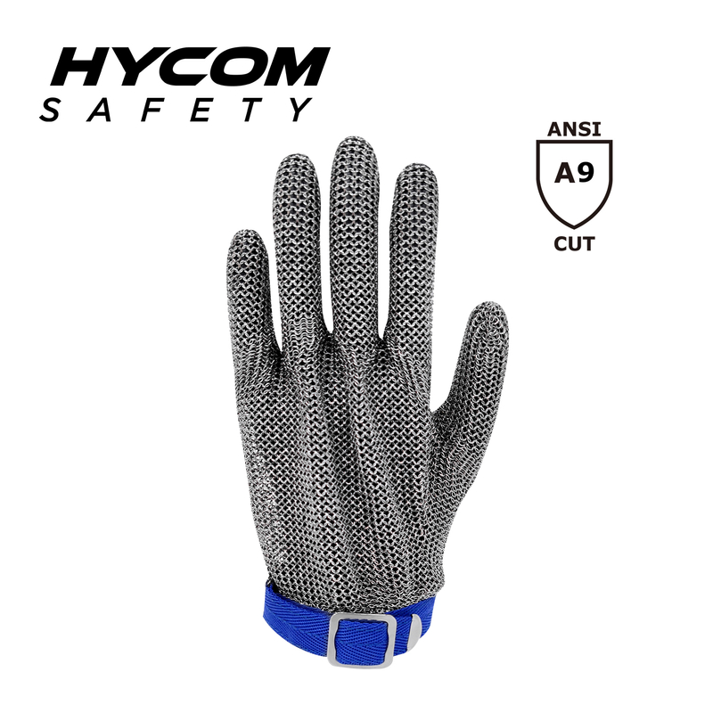 HYCOM ANSI 9 316L Stainless Steel Cut Resistant Ring Weaving Glove Food Grade Gloves