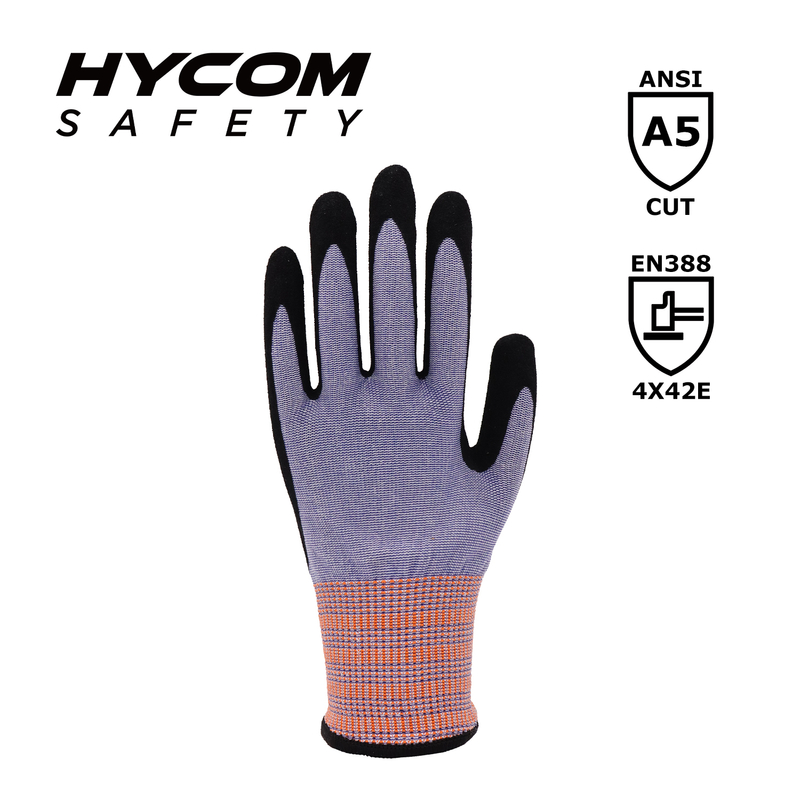 HYCOM 13G ANSI 5 Lightweight Cut Resistant Glove Coated with PU Instant Cooling Work Gloves