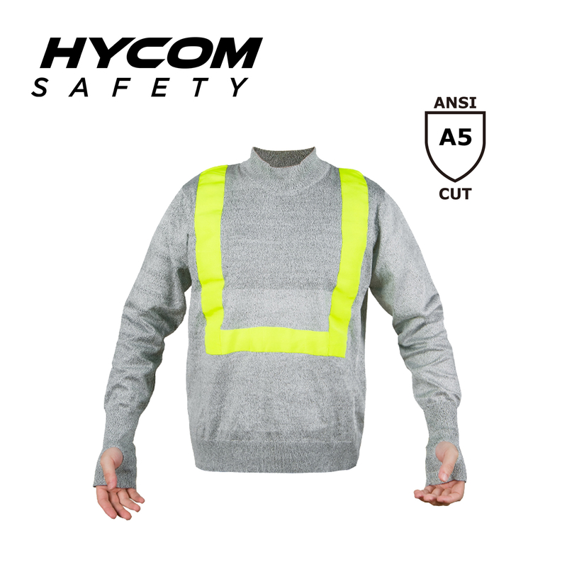 HYCOM ANSI 5 Cut Resistant Pullover Cloting with High Visible Reflective Tape And Thumb Hole PPE Clothing