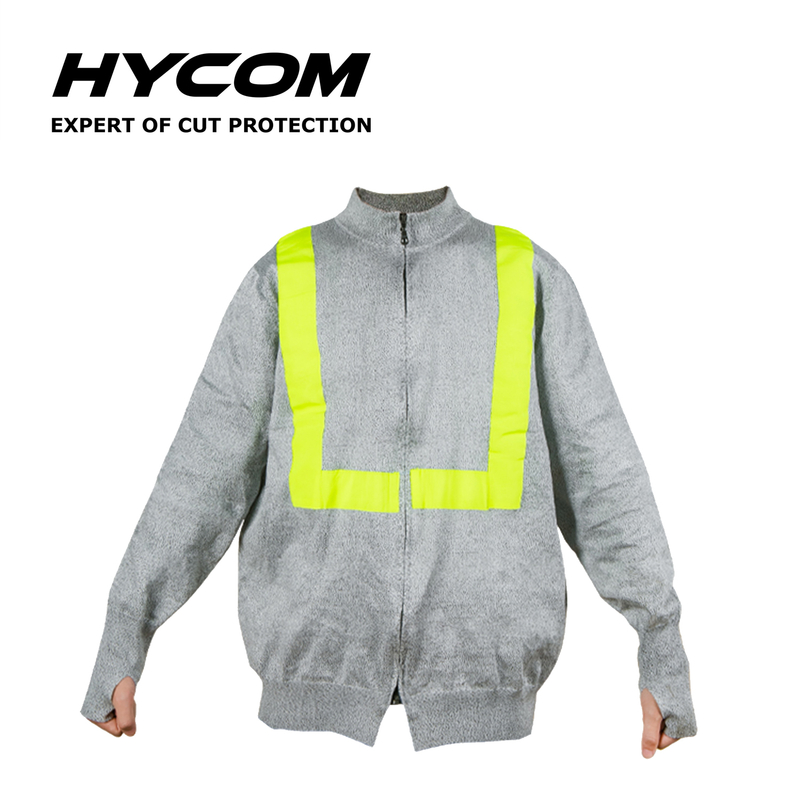 HYCOM ANSI 5 Cut Resistant Zipper Jacket with High Visible Reflective Tape And Thumb Hole PPE Clothing