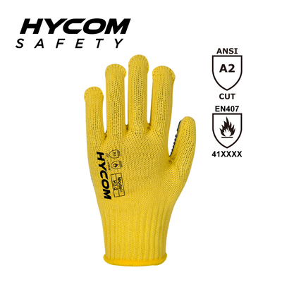 HYCOM 7G ANSI 2 Aramid Flame Retardant Glove with Palm PVC dots PPE Gloves