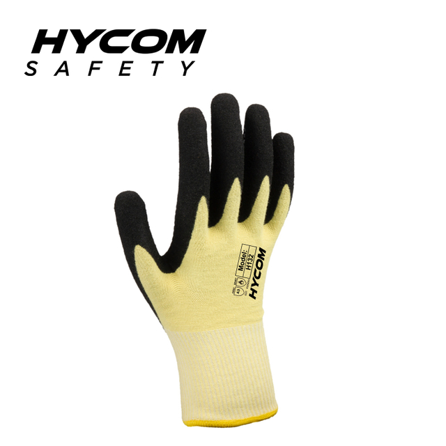 HYCOM 13G Level 4 ANSI 3 Aramid Cut Resistant Glove with Sandy Nitrile and Nitrile Dots Heat Resistant Gloves