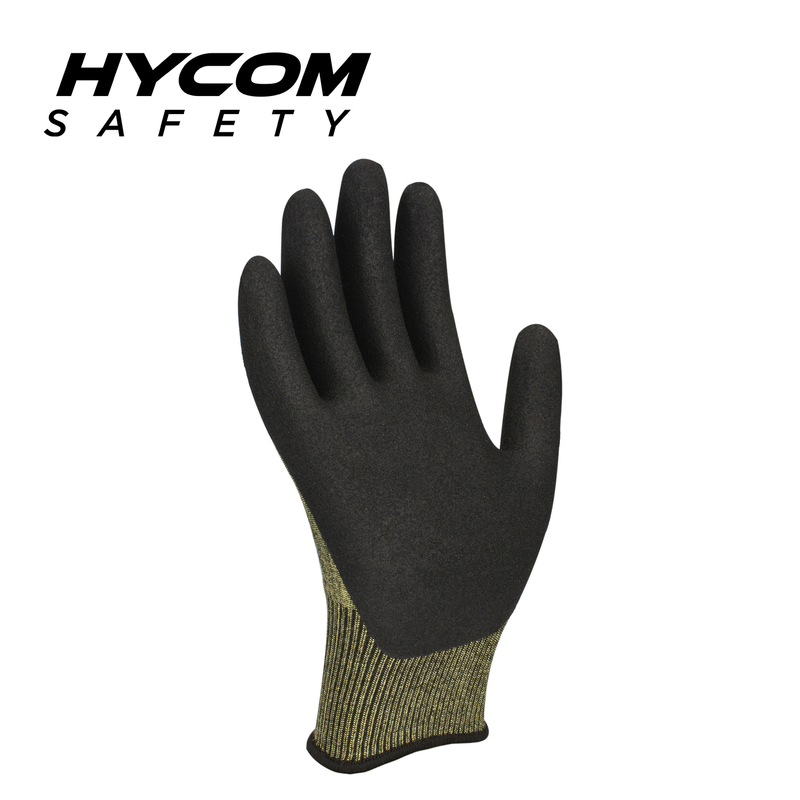 HYCOM 15G ANSI 4 Aramid Cut Resistant Glove Coated with Foam Nitrile Safety Work Gloves