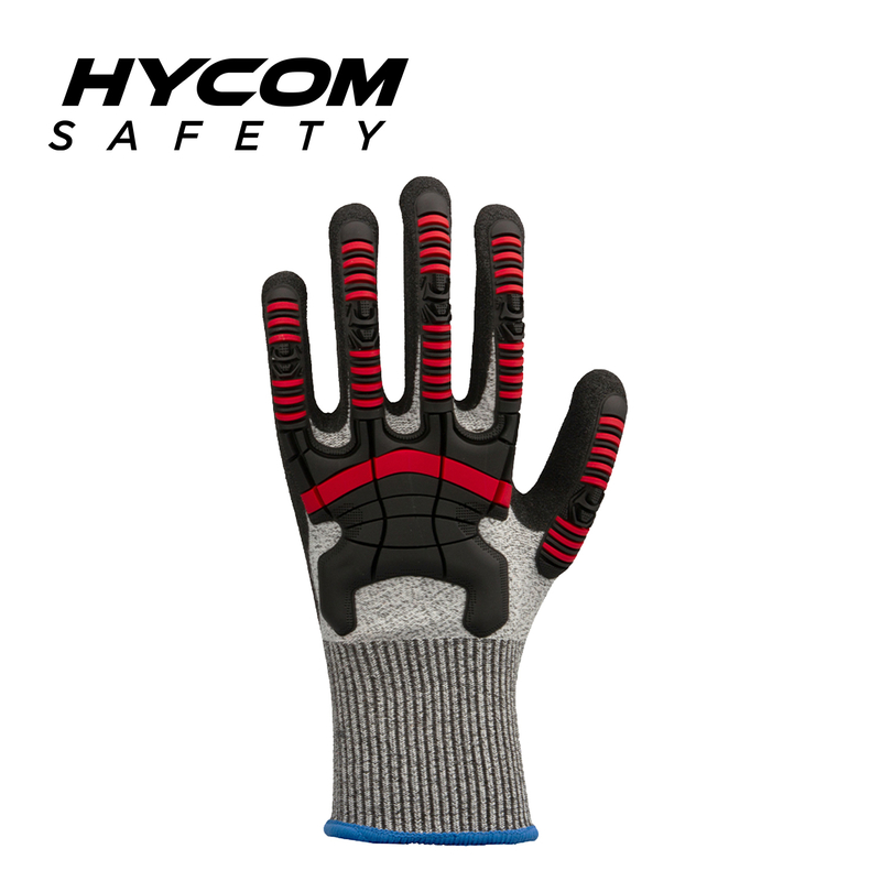 HYCOM Breath-cut ANSI 4 Cut Resistant Glove Coated with Sandy Nitrile and TPR Work Gloves