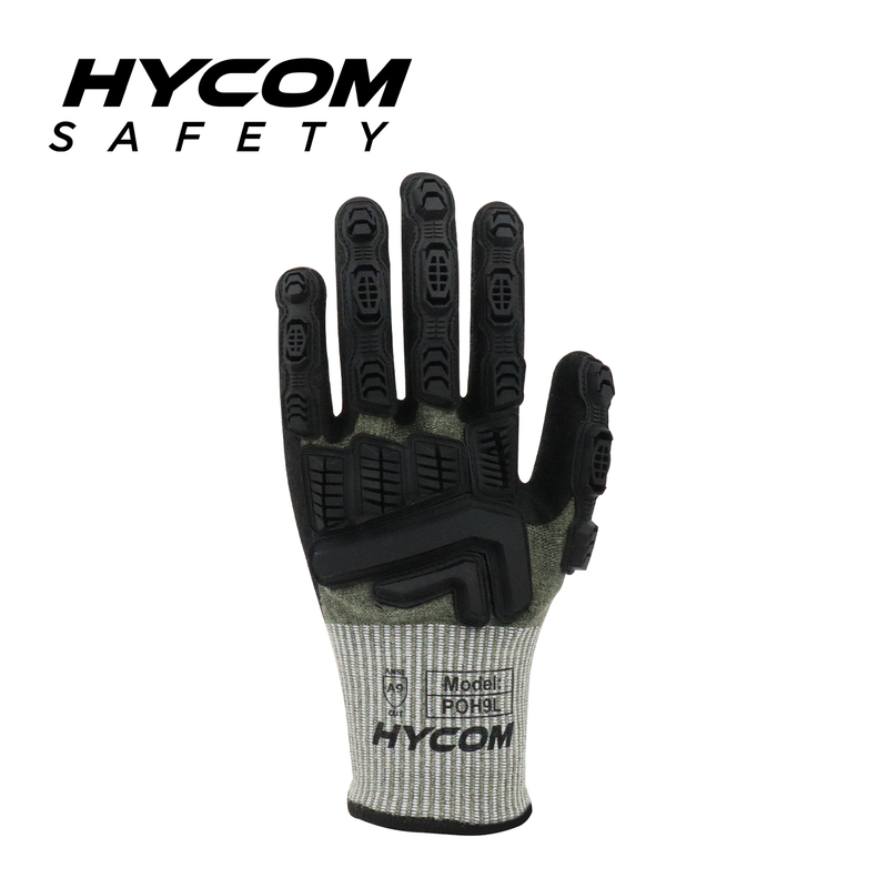 HYCOM 13G Breath-cut ANSI 9 Cut Resistant Glove with Sandy Nitrile and TPR Coating Aramid Work Gloves