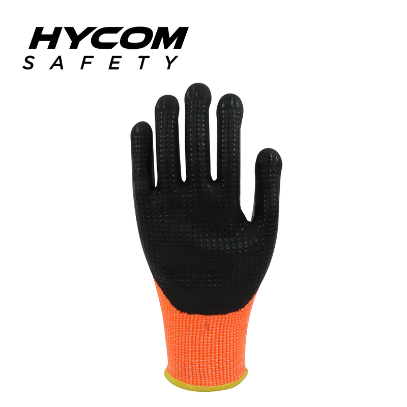 HYCOM Breath-cut ANSI 5 Cut Resistant Glove Coated with Foam Nitrile and Nitrile dots Work Gloves