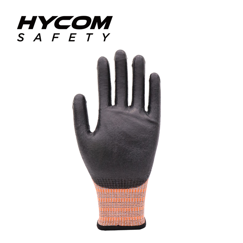 HYCOM Breathable 13G ANSI 4 Cut Resistant Glove Coated with PU Cool Feeling Work Gloves