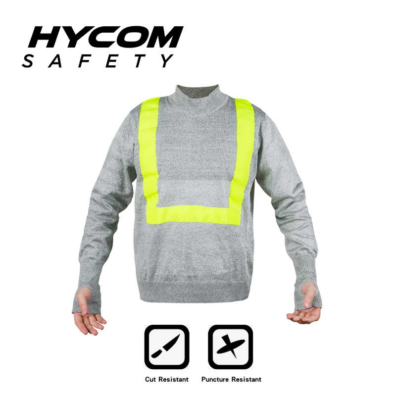 HYCOM ANSI 5 Cut Resistant Pullover Cloting with High Visible Reflective Tape And Thumb Hole PPE Clothing