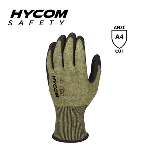 HYCOM 15G ANSI 4 Aramid Cut Resistant Glove Coated with Foam Nitrile Safety Work Gloves