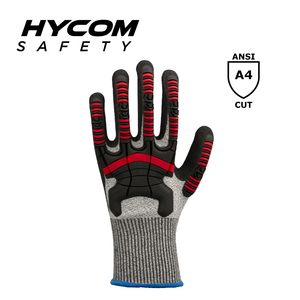 HYCOM Breath-cut ANSI 4 Cut Resistant Glove Coated with Sandy Nitrile and TPR Work Gloves