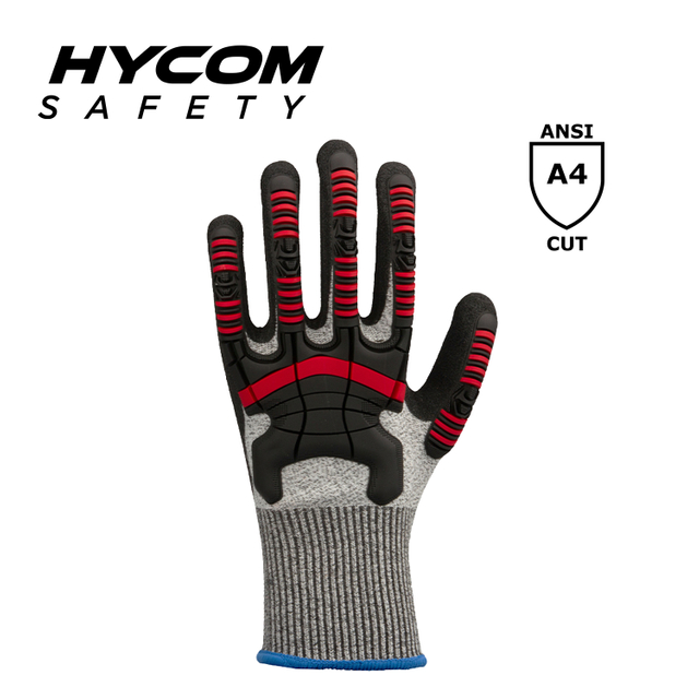 HYCOM Breath-cut ANSI 4 Cut Resistant Glove Coated with Sandy Nitrile and TPR Work Gloves